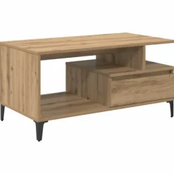 vidaXL Soffbord>Kaffeebord med låda Artisan Ek 90 x 49 x 45 cm Konstruerat trä