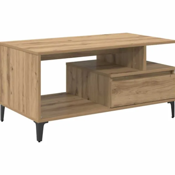 vidaXL Soffbord>Kaffeebord med låda Artisan Ek 90 x 49 x 45 cm Konstruerat trä