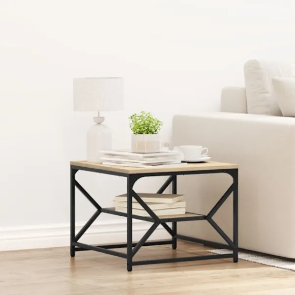 vidaXL Småbord>Kaffeebord Sonoma-ek 51 x 50 x 40 cm Konstruerat trä och stål