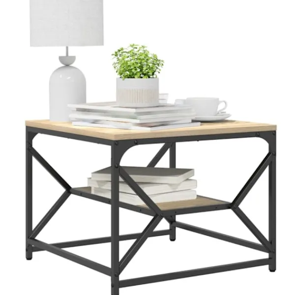vidaXL Småbord>Kaffeebord Sonoma-ek 51 x 50 x 40 cm Konstruerat trä och stål