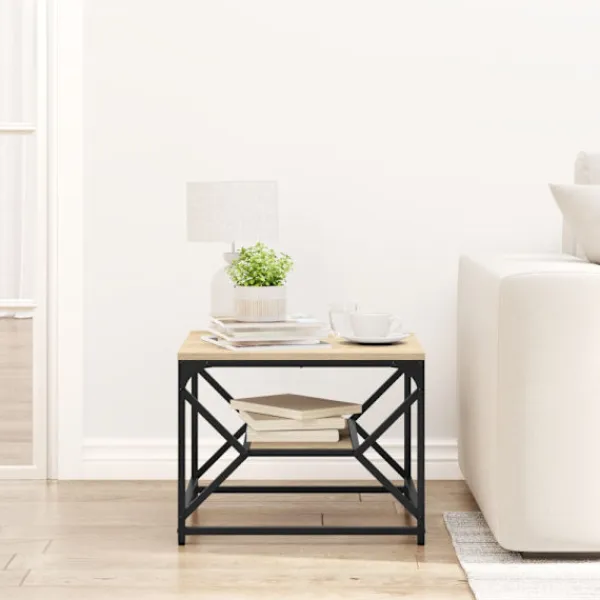 vidaXL Småbord>Kaffeebord Sonoma-ek 51 x 50 x 40 cm Konstruerat trä och stål