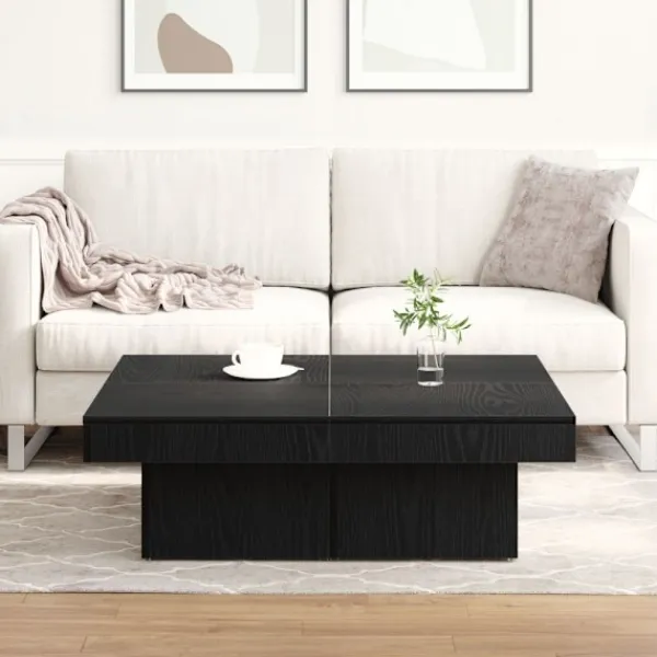 vidaXL Soffbord>Kaffeebord Svart Ek 90 x 90 x 28 cm Konstruerat trä