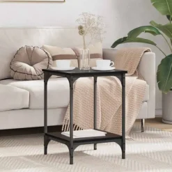 vidaXL Småbord>Kaffeebord Svart Ek 40 x 40 x 55 cm Konstruerat trä