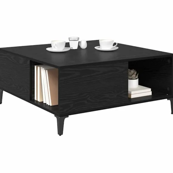 vidaXL Soffbord>Kaffeebord Svart Ek 80 x 80 x 36,5 cm Konstruerat trä