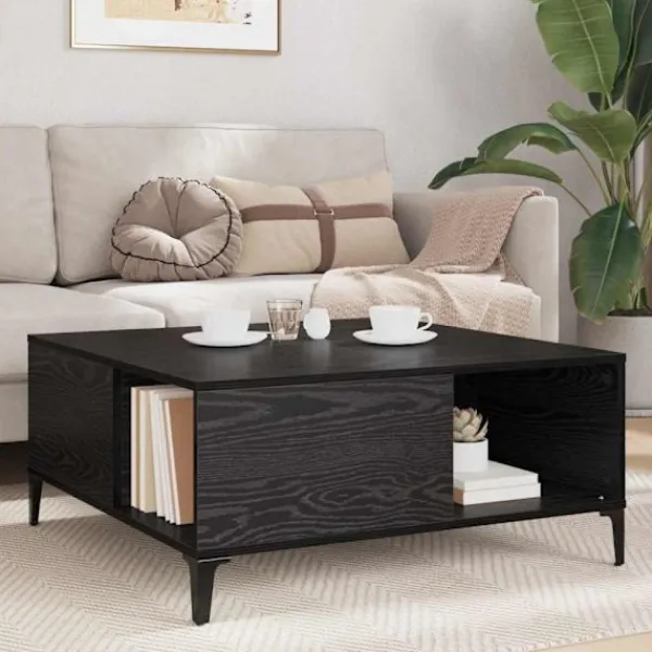 vidaXL Soffbord>Kaffeebord Svart Ek 80 x 80 x 36,5 cm Konstruerat trä