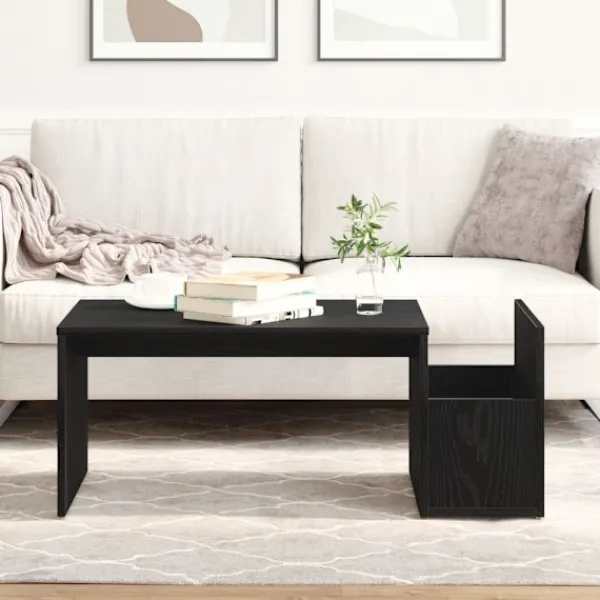 vidaXL Soffbord>Kaffeebord Svart Ek 90 x 45 x 35 cm Konstruerat trä