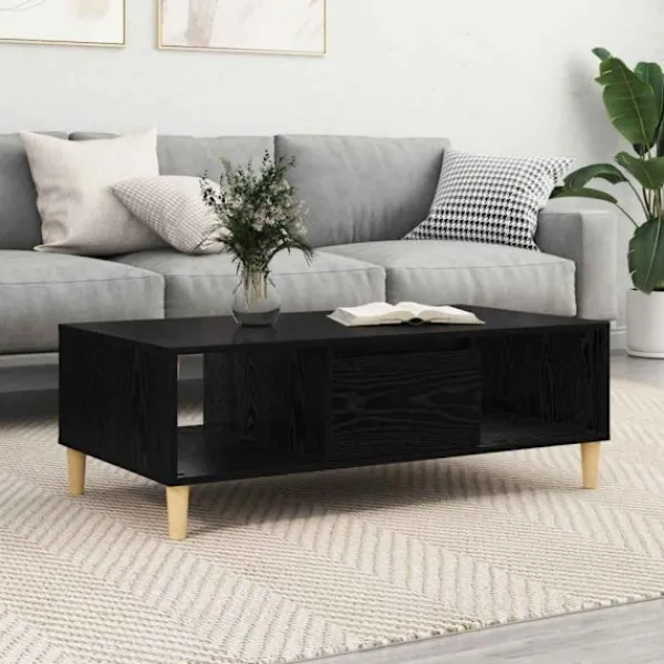 vidaXL Soffbord>Kaffeebord Svart Ek 102 x 55 x 35 cm Konstruerat trä
