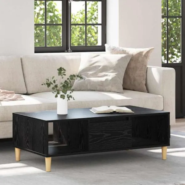 vidaXL Soffbord>Kaffeebord Svart Ek 102 x 55 x 35 cm Konstruerat trä