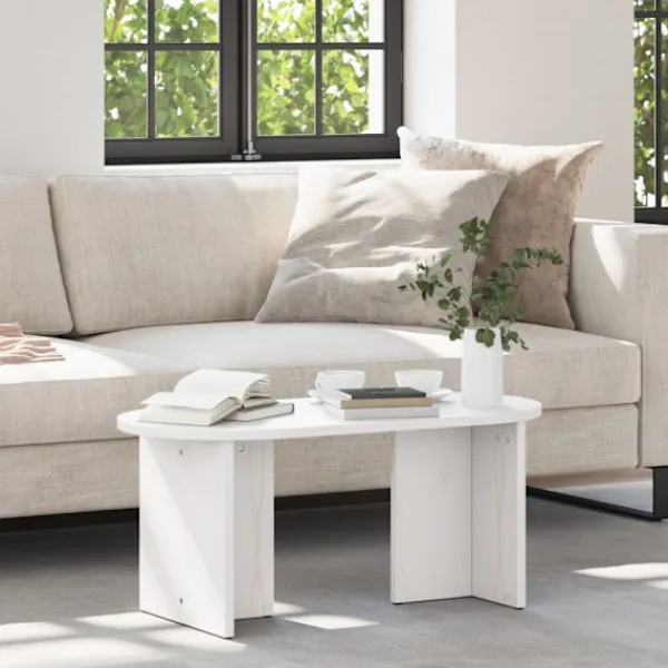 vidaXL Soffbord>Kaffeebord Vit 80 x 39,5 x 35 cm Massivt tallträ