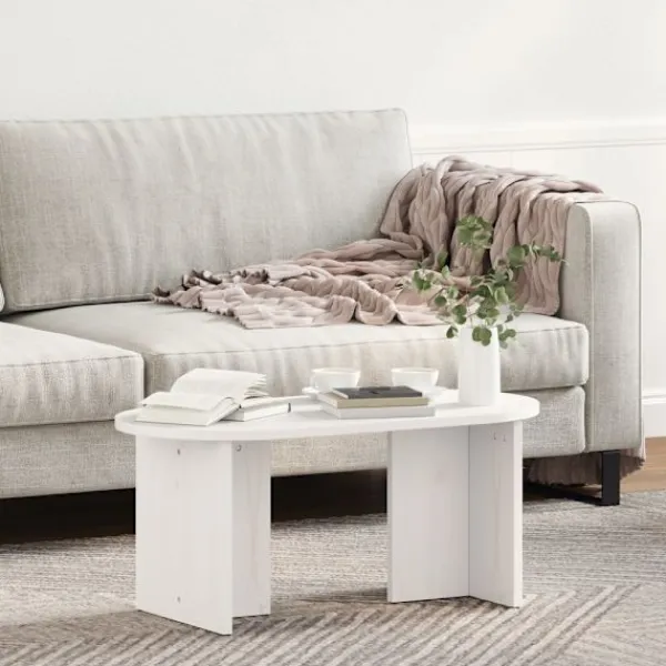 vidaXL Soffbord>Kaffeebord Vit 80 x 39,5 x 35 cm Massivt tallträ