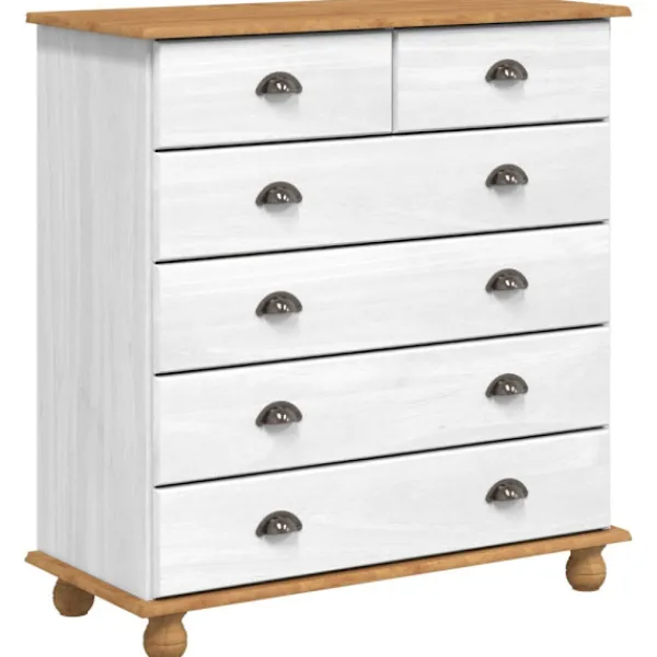 vidaXL Byråer>Kista av lådor med låda ASKIM Vit 91 x 40 x 95,5 cm Massiv furu
