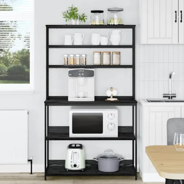 vidaXL Köksö>Köks hylla Svart Ek 100 x 40 x 168 cm Konstruerat trä