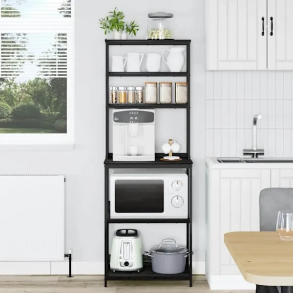 vidaXL Köksö>Köks hylla Svart Ek 60 x 40 x 168 cm Konstruerat trä