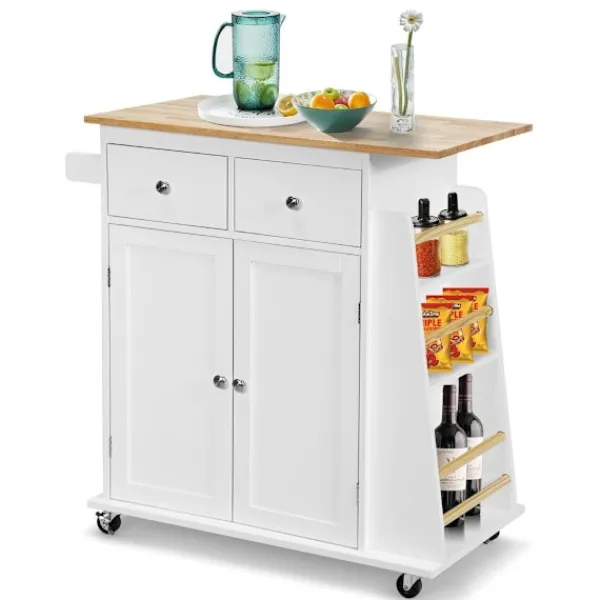 Northio Köksö>Köksö med förvaring Rullande serveringsvagn av gummi 88 x 46 x 89,5 cm Vit