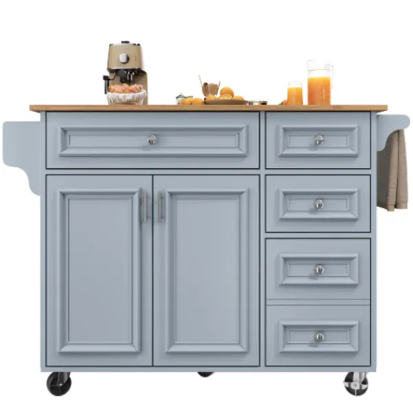 Köksö>Köksö 110x45-75x92cm blå - Modernt multifunktionellt skåp med vintagemönster, kan användas som matbord/serveringsvagn, förvaringsutrymme