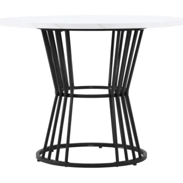 Matgrupper>Köksbord med vit marmorskiva och metallben, robust metallram, modernt matbord, 1 st