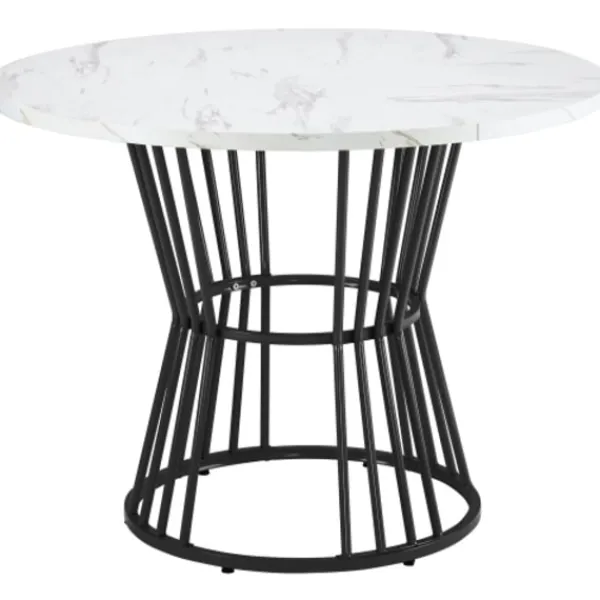 Matgrupper>Köksbord med vit marmorskiva och metallben, robust metallram, modernt matbord, 1 st