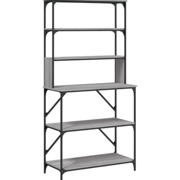 vidaXL Köksö>Kökshylla 6 hyllplan grå sonoma 90x40x180 cm konstruerat trä