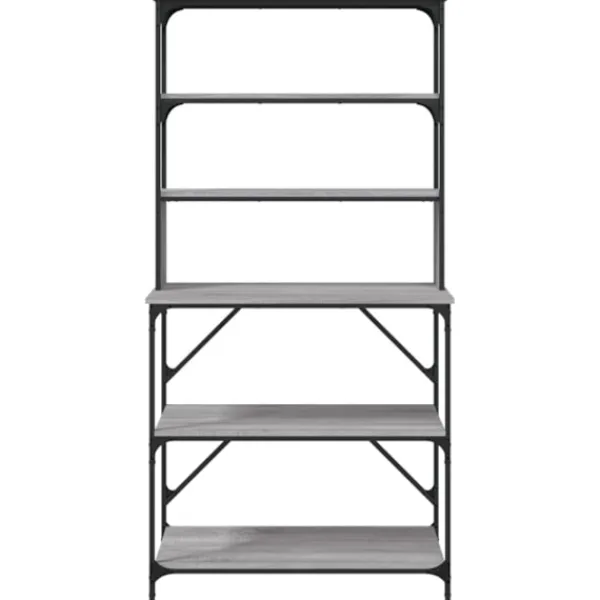 vidaXL Köksö>Kökshylla 6 hyllplan grå sonoma 90x40x180 cm konstruerat trä