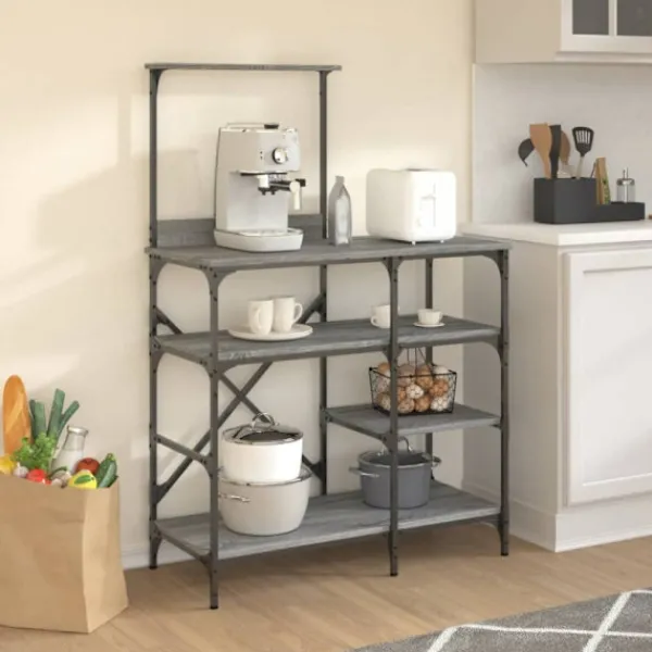 vidaXL Hyllor>Kökshylla grå sonoma 90x40x132 cm konstruerat trä och metall