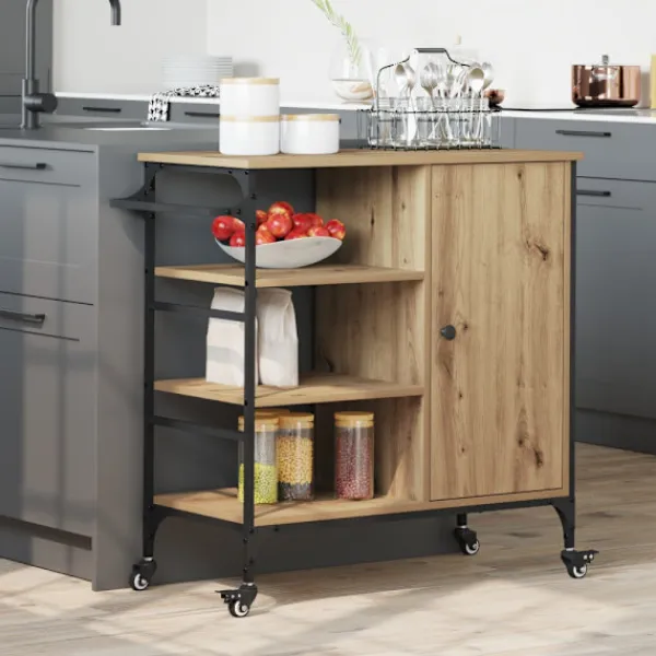 vidaXL Köksö>Köksvagn Artisan Ek 87.5 x 39 x 84.5 cm Konstruerat trä