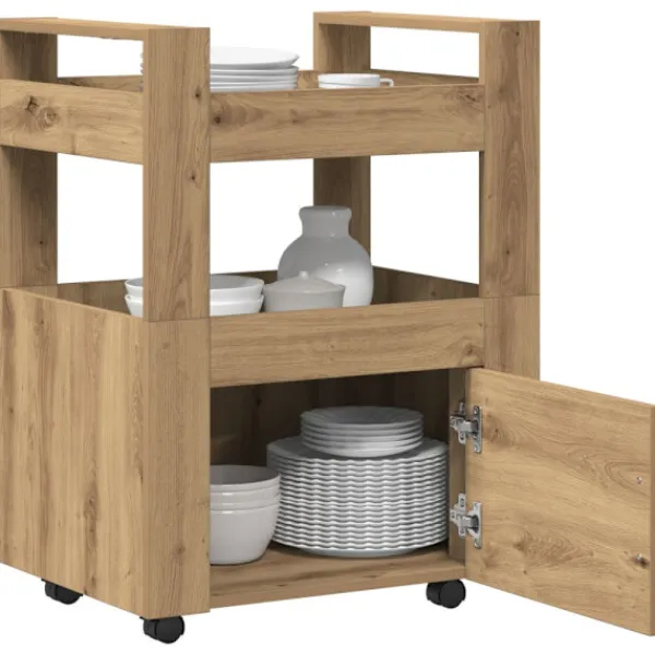 vidaXL Köksö>Köksvagn artisan ek 60 x 45 x 80 cm Konstruerat trä