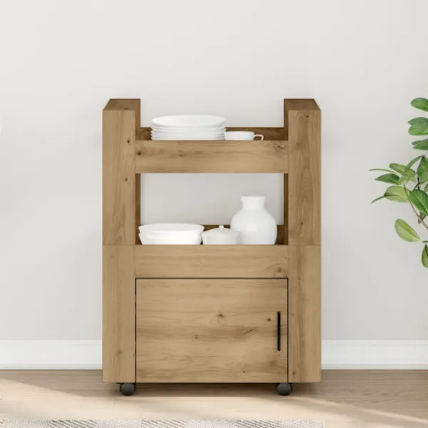 vidaXL Köksö>Köksvagn artisan ek 60 x 45 x 80 cm Konstruerat trä