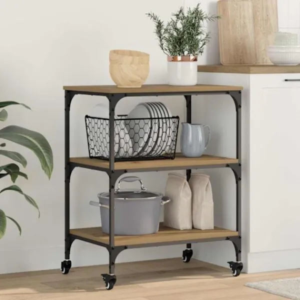 vidaXL Köksö>Köksvagn Artisan Ek 60 x 41 x 76 cm Konstruerat trä