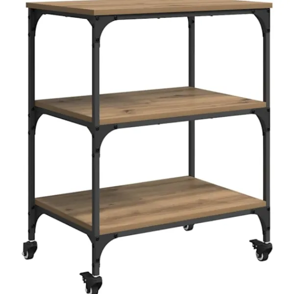 vidaXL Köksö>Köksvagn Artisan Ek 60 x 41 x 76 cm Konstruerat trä