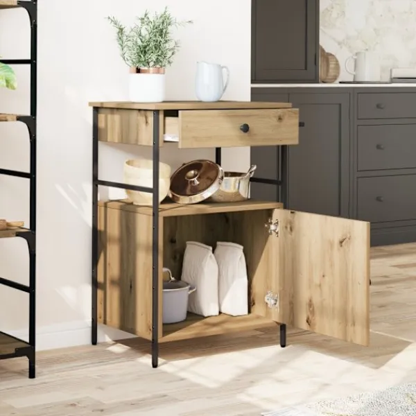 vidaXL Köksö>Köksvagn Artisan Ek 56 x 43 x 89,5 cm Konstruerat trä