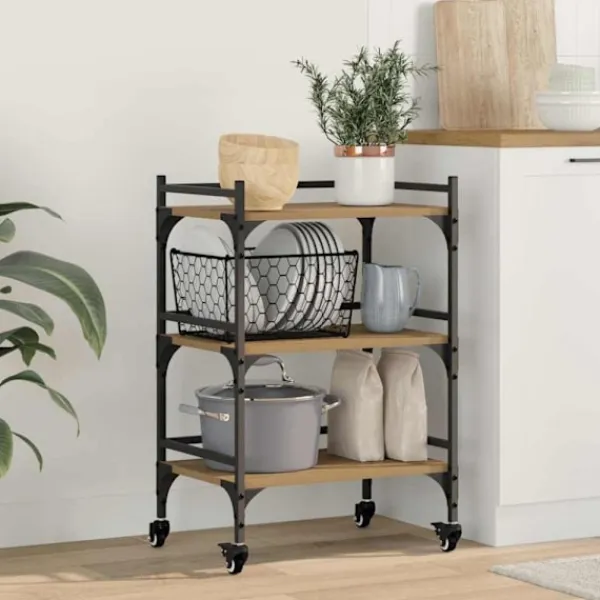 vidaXL Köksö>Köksvagn Artisan Ek 50 x 35 x 75.5 cm Konstruerat trä