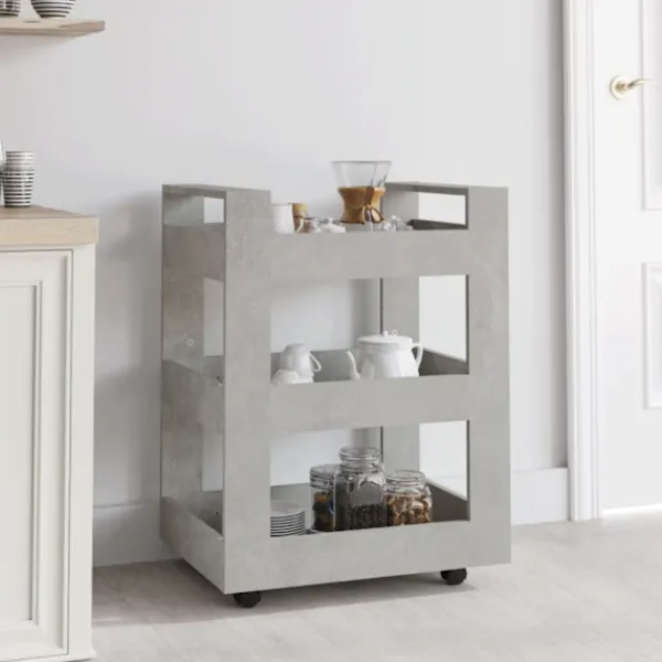 vidaXL Köksö>Köksvagn betonggrå 60x45x80 cm konstruerat trä