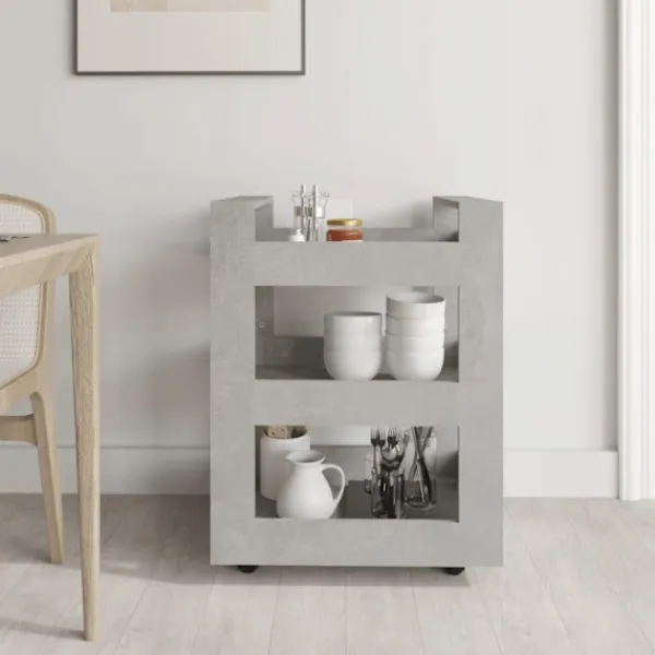 vidaXL Köksö>Köksvagn betonggrå 60x45x80 cm konstruerat trä