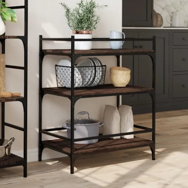 vidaXL Köksö>Köksvagn brun ek 65x40x86,5 cm konstruerat trä