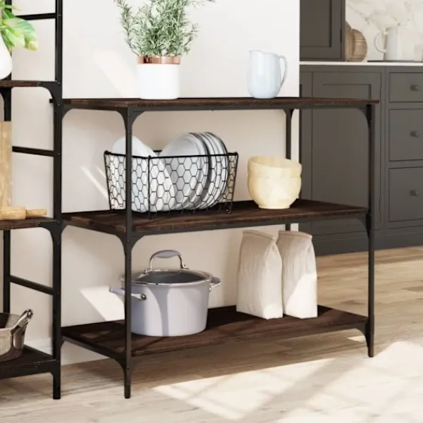 vidaXL Köksö>Köksvagn brun ek 102x50x95 cm konstruerat trä