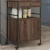 vidaXL Köksö>Köksvagn brun ek 56x43x89,5 cm konstruerat trä