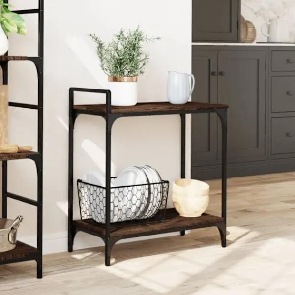 vidaXL Köksö>Köksvagn brun ek 60,5x31x72,5 cm konstruerat trä