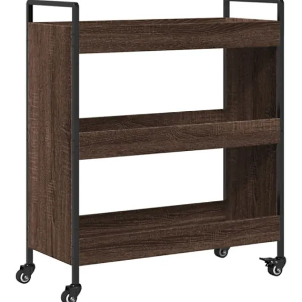 vidaXL Köksö>Köksvagn brun ek 70x30x82 cm konstruerat trä