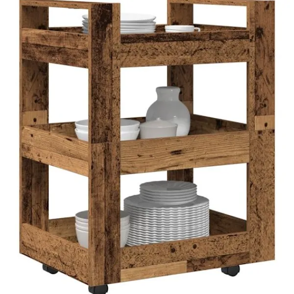 vidaXL Köksö>Köksvagn Ekträ 60 x 45 x 80 cm Konstruerat trä