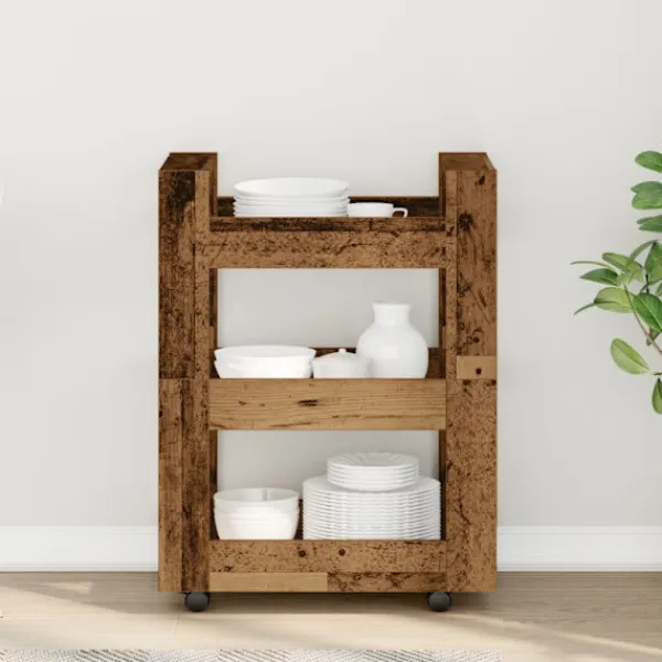 vidaXL Köksö>Köksvagn Ekträ 60 x 45 x 80 cm Konstruerat trä