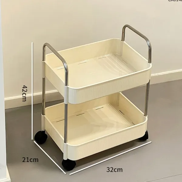 Köksö>Köksvagn, flyttbar förvaringsvagn, 32cm, 2-lagers förvaringshylla med hjul, lätt att montera