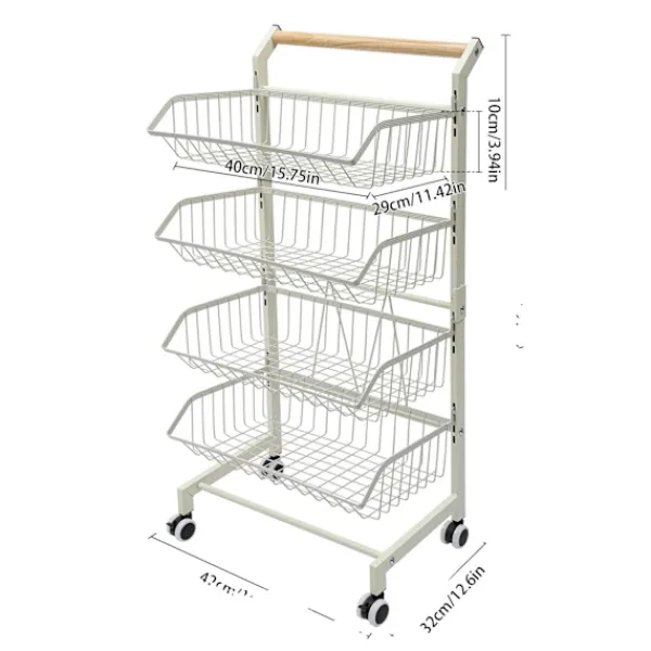 OEM Köksö>Köksvagn, Fyra nivåer, Hållbar design i kolstål,VIT