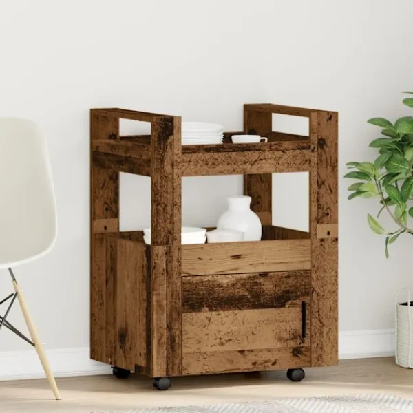 vidaXL Köksö>Köksvagn Gammalt trä 60 x 45 x 80 cm Konstruerat trä