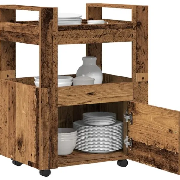 vidaXL Köksö>Köksvagn Gammalt trä 60 x 45 x 80 cm Konstruerat trä