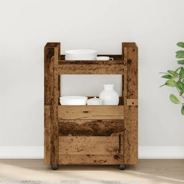 vidaXL Köksö>Köksvagn Gammalt trä 60 x 45 x 80 cm Konstruerat trä