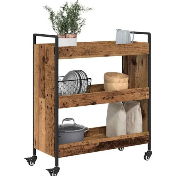 vidaXL Köksö>Köksvagn Gammalt trä 70 x 30 x 82 cm Konstruerat trä