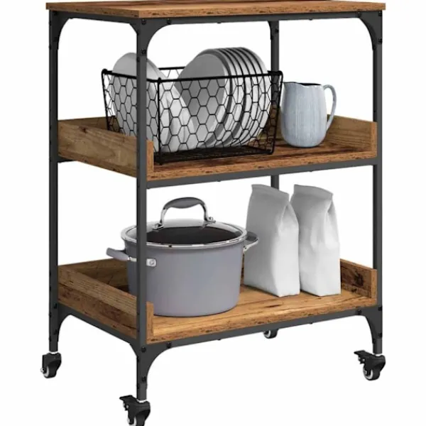 vidaXL Köksö>Köksvagn Gammalt trä 60 x 41 x 80.5 cm Konstruerat trä