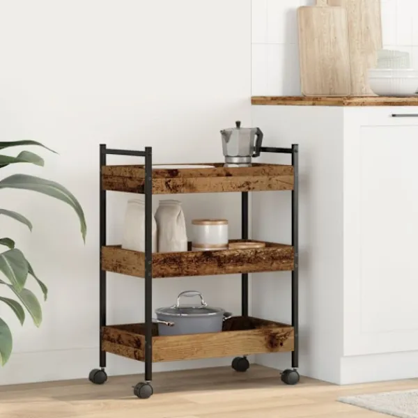 vidaXL Småbord>Köksvagn Gammalt trä 50 x 30 x 70 cm Konstruerat trä