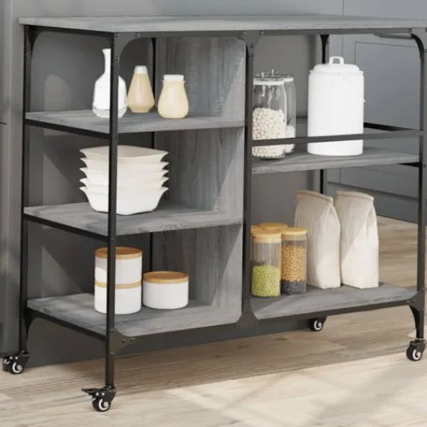 vidaXL Köksö>Köksvagn grå sonoma 100x45x89,5 cm konstruerat trä
