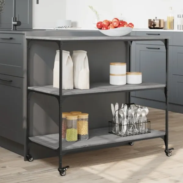 vidaXL Köksö>Köksvagn grå sonoma 102x50x95 cm konstruerat trä